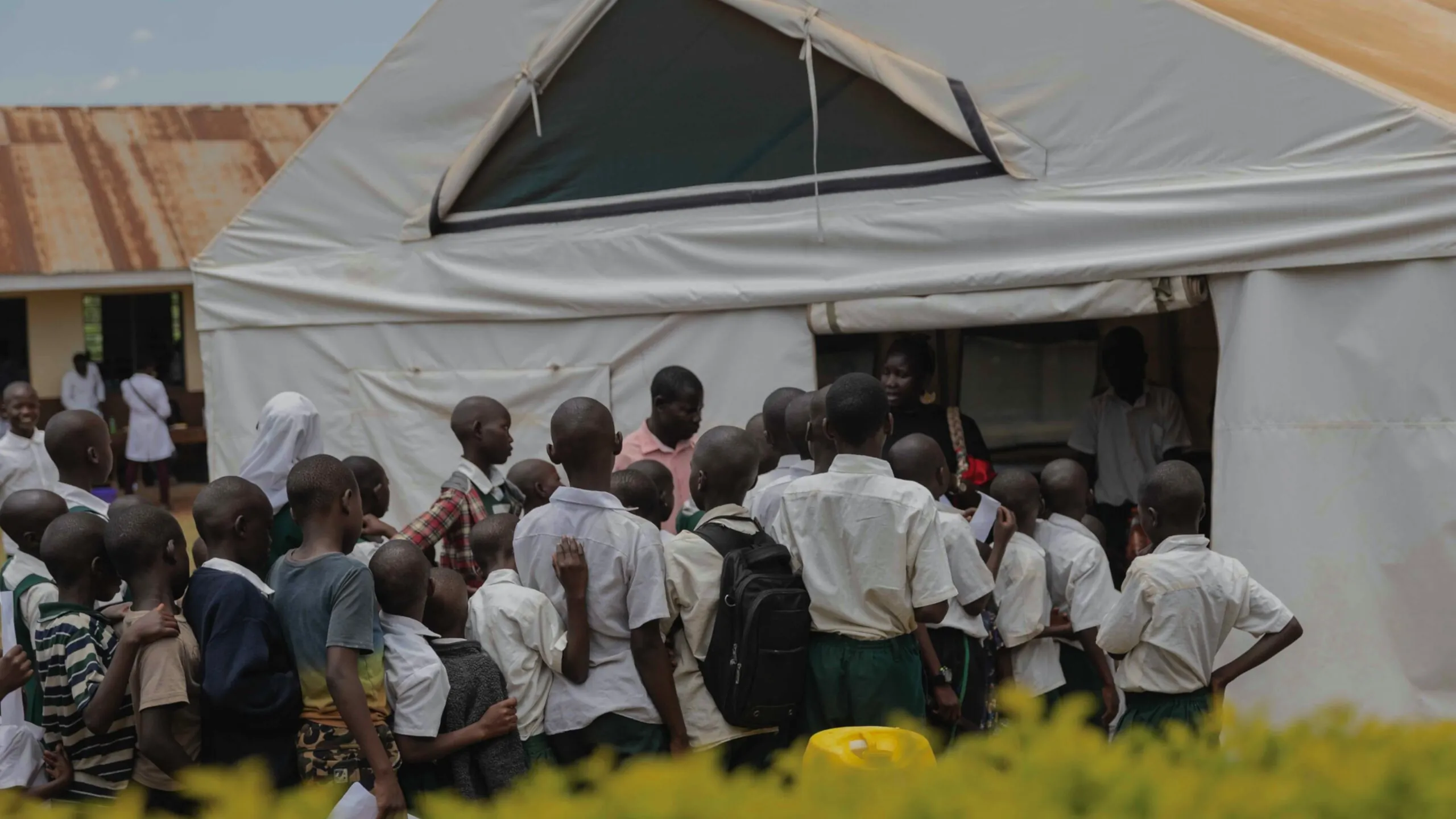Children gathered at the Malukhu medical camp
