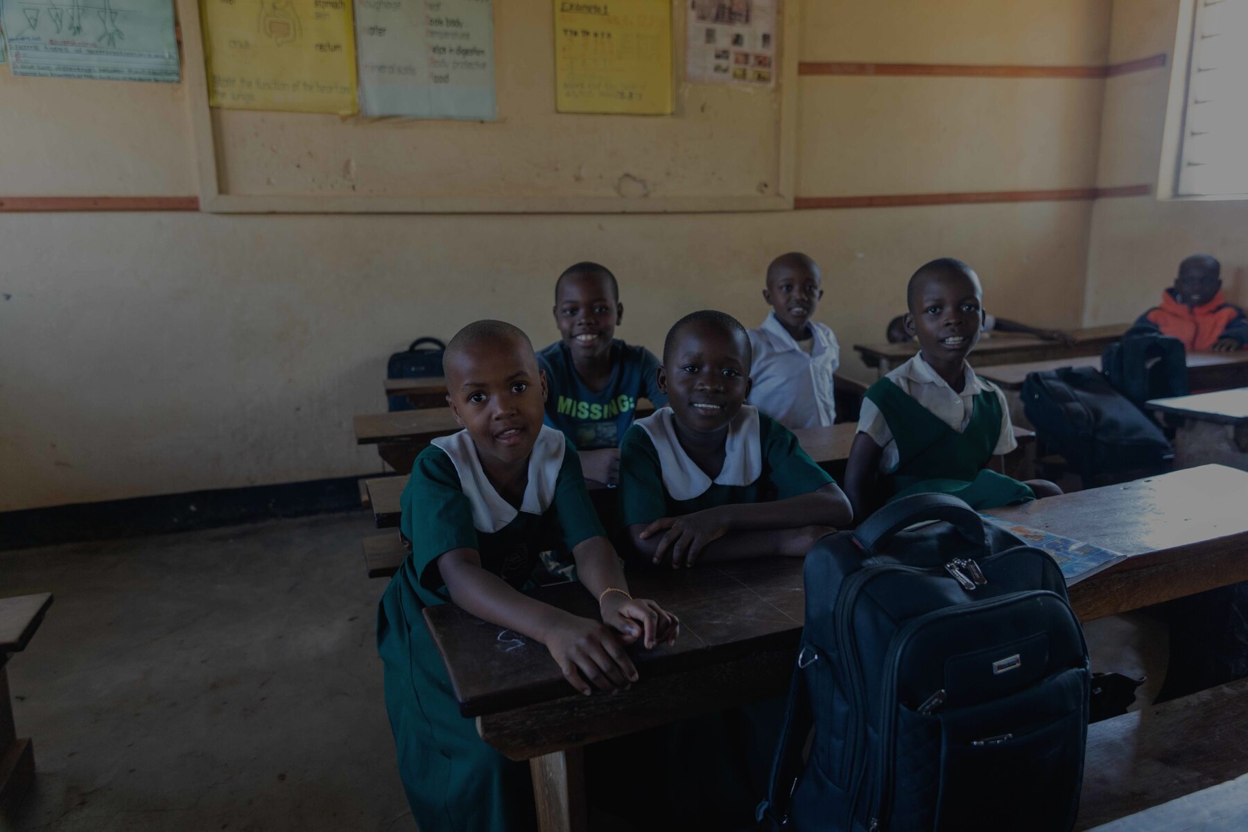 Pupils at their desks during a school camp